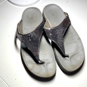 Original Fit Flops - grey with silver sequins.